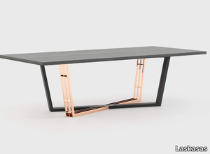 ALISON - Rectangular stainless steel and wood dining table _ Laskasas