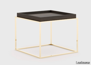 AURA - Square stainless steel and wood coffee table _ Laskasas