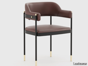 DALE - Upholstered leather chair with armrests _ Laskasas