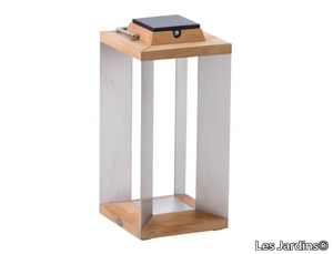 TECKA61 - Solar powered stainless steel and wood lantern _ Les Jardins®
