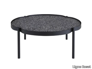 MALLEA - Round metal coffee table with granite top _ Ligne Roset