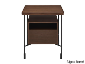 PASSEPARTOUT - Square walnut bedside table with drawers _ Ligne Roset