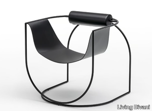 LEMNI - Tanned leather armchair with armrests _ Living Divani