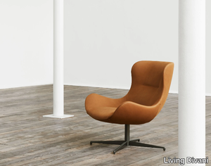 OOLONG - Swivel leather armchair with armrests _ Living Divani