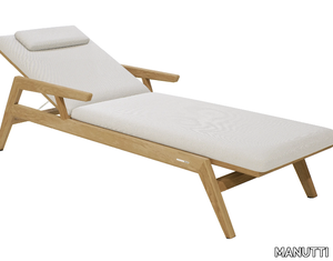 SUNRISE - Teak and fabric sun lounger _ MANUTTI