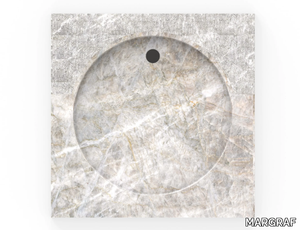 GRADINA - Flush fitting square Fior di Pesco Carnico marble shower tray _ MARGRAF