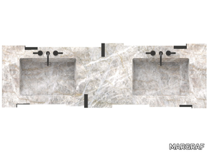 HERMA - Console double Fior di Pesco Carnico marble washbasin _ MARGRAF