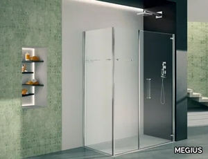 PRISMA 1.0 - Corner glass shower cabin with hinged door _ MEGIUS