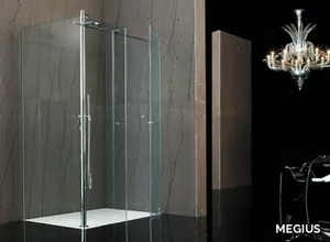 RASO-FILODOCCIA CORNER PIVOT - Corner tempered glass shower cabin _ MEGIUS