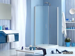 WEB 1.0 R2B - Corner shower cabin with hinged door _ MEGIUS