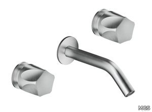 PE287 - Wall-mounted stainless steel washbasin mixer with individual rosettes _ MGS