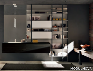 MH6 - Single wall-mounted aluminium vanity unit with integrated washbasin _ MODULNOVA