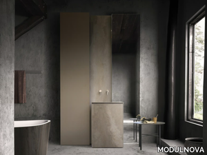 SKILL GRES - Floor-standing porcelain stoneware vanity unit with integrated washbasin _ MODULNOVA