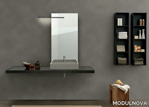 SURF - Single glass and iron vanity unit with integrated washbasin _ MODULNOVA