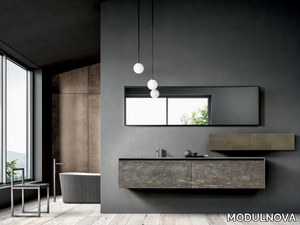 BLADE LAB - Single wall-mounted granite vanity unit with mirror _ MODULNOVA