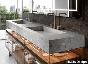 CAPRI ELEGANCE - Wood and glass vanity unit with integrated washbasin _ MOMA Design