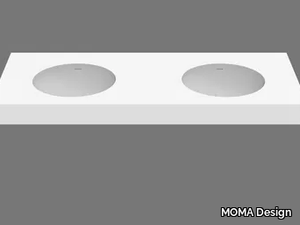 ELIPSE SYSTEM DOUBLE - Wall-mounted double round Solid Surface washbasin _ MOMA Design