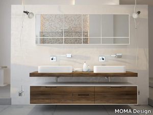 SLIM LINE - Double wall-mounted wooden vanity unit _ MOMA Design