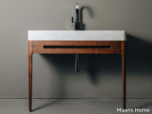 FIJI - Carrara marble console sink with towel rail _ Maami Home