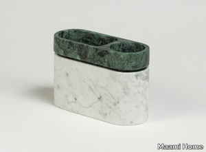 TUBE - Vase in Carrara marble and green Guatemala marble _ Maami Home