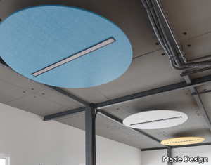 R · PET - Recycled fabric hanging acoustic panel with Integrated Lighting _ Made Design