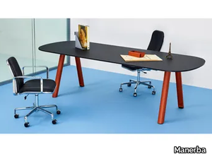 APOLLO - Oval wooden office desk _ Manerba