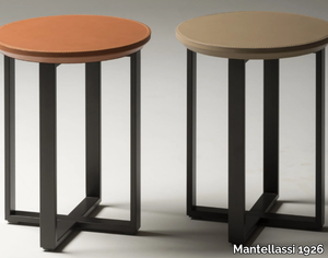 SCRICCIOLO - Round tanned leather and steel coffee table _ Mantellassi 1926