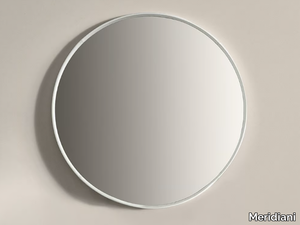 BIRK - Round wall-mounted leather mirror _ Meridiani