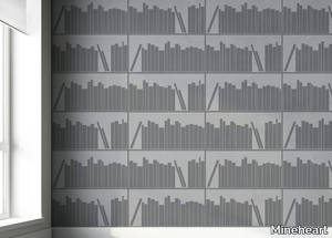 BOOKSHELF OUTLINE - Motif fire retardant non-woven paper wallpaper _ Mineheart