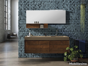 LU.46 - Wall-mounted oak vanity unit _ Mobiltesino