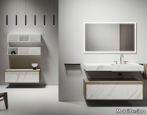 D18 - Single porcelain stoneware vanity unit with integrated washbasin _ Mobiltesino