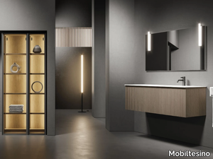 M12 - Single oak vanity unit with cabinets _ Mobiltesino