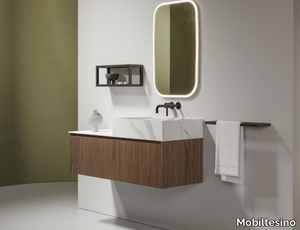 M25 - Single walnut vanity unit with integrated washbasin _ Mobiltesino