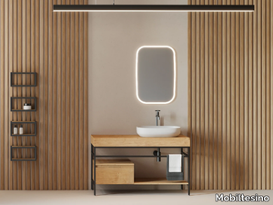 UR47 - Aluminium and wood console sink _ Mobiltesino