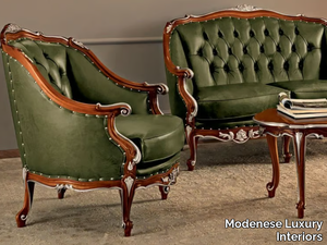 11425 - Upholstered leather armchair with armrests _ Modenese Luxury Interiors