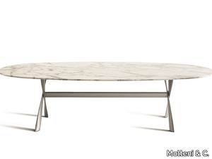 GATWICK - Oval marble table with aluminium legs _ Molteni & C.