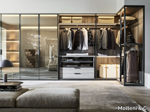 GLISS MASTER - Sectional wood and glass wardrobe _ Molteni & C.