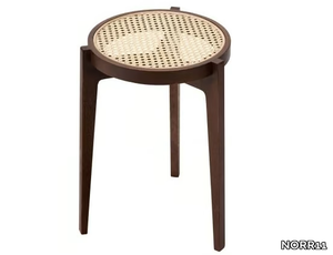 LE ROI - Stackable oak and rattan stool _ NORR11