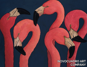 FIVE FLAMINGOS - Canvas Painting _ NOVOCUADRO ART COMPANY