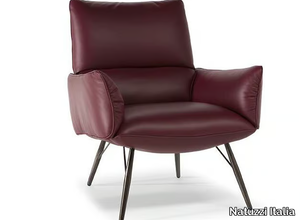 TALIA - Leather armchair with armrests _ Natuzzi Italia