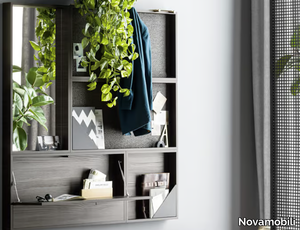 CUBE - Open wall cabinet with mirrored back _ Novamobili