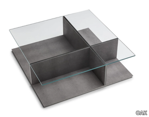 ASSOLO GN8030/B - Square wood and glass coffee table _ OAK