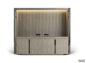 CANZONE GN8002 - Retractable eucalyptus TV cabinet _ OAK