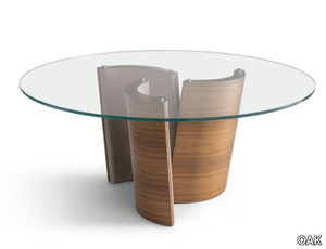 MADISON PM4010 - Round wood and glass table _ OAK