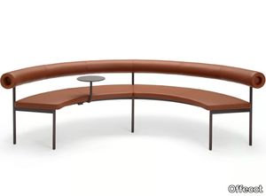 FONT 1365 - Curved leather sofa with integrated magazine rack _ Offecct