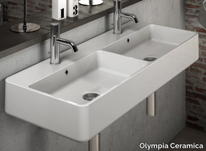 TRATTO - Double ceramic washbasin _ Olympia Ceramica