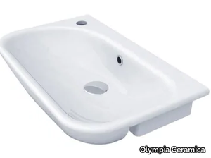 CLEAR - Semi-inset ceramic washbasin with overflow _ Olympia Ceramica