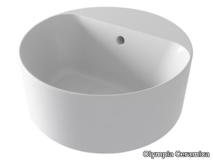 OPEN - Countertop round ceramic washbasin with overflow _ Olympia Ceramica