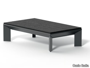METRINO - Height-adjustable aluminium and wood coffee table _ Ozzio Italia