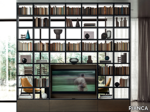 SPAZIOTECA - Sectional bookcase with TV stand _ PIANCA